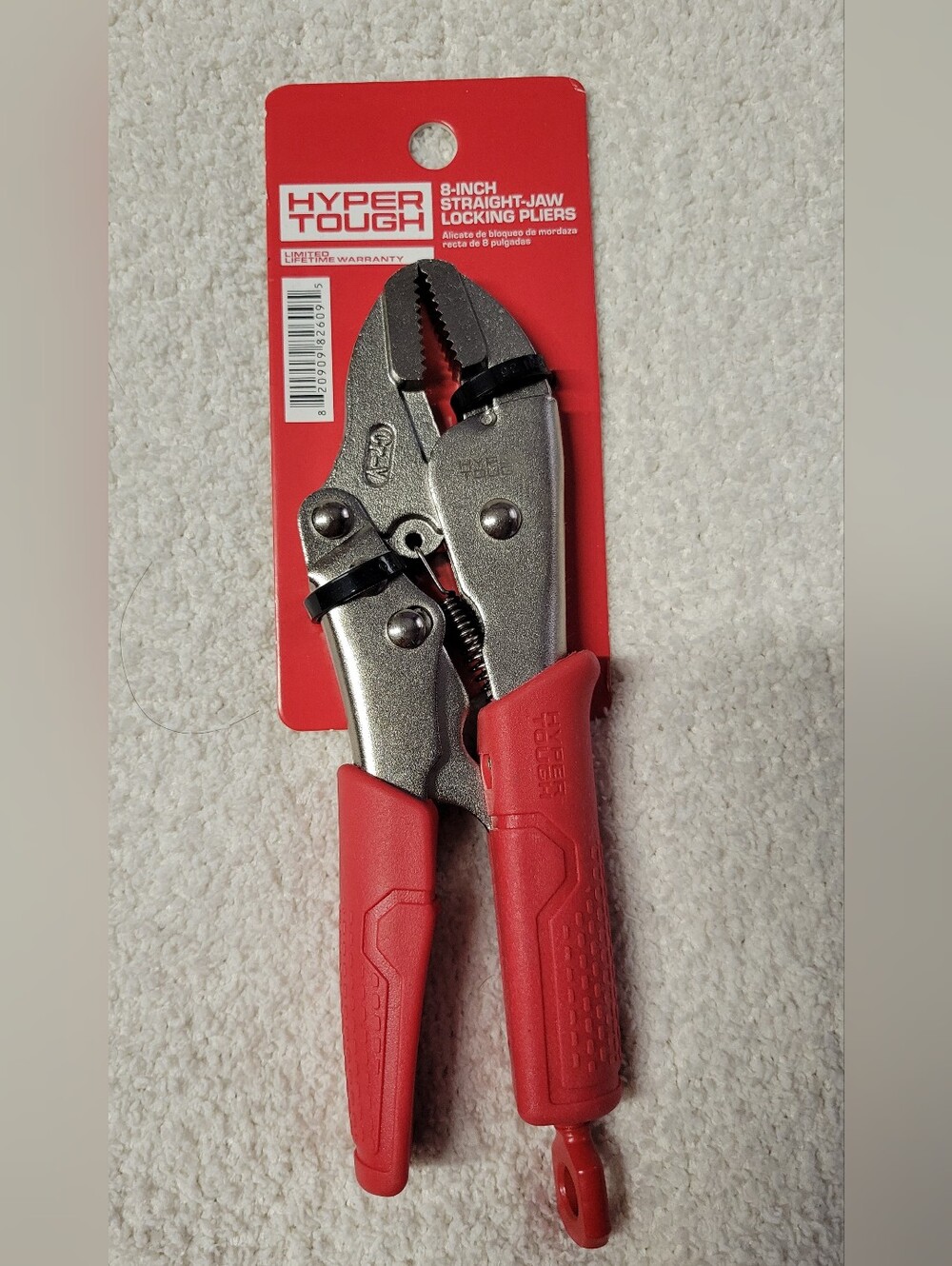 Hyper Tough 8-inch Straight-Jaw Locking Steel Pliers Triggerless Release NEW